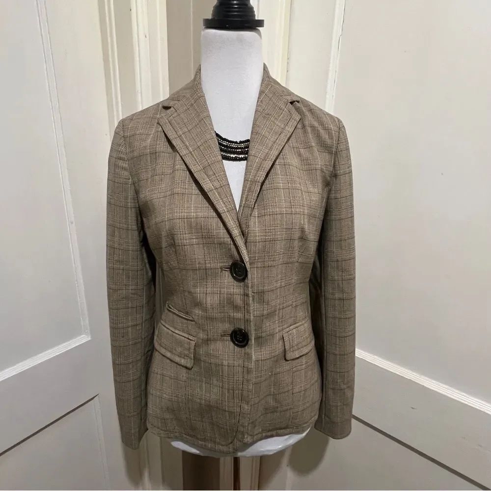 GAP Women's Plaid Blazer in Beige